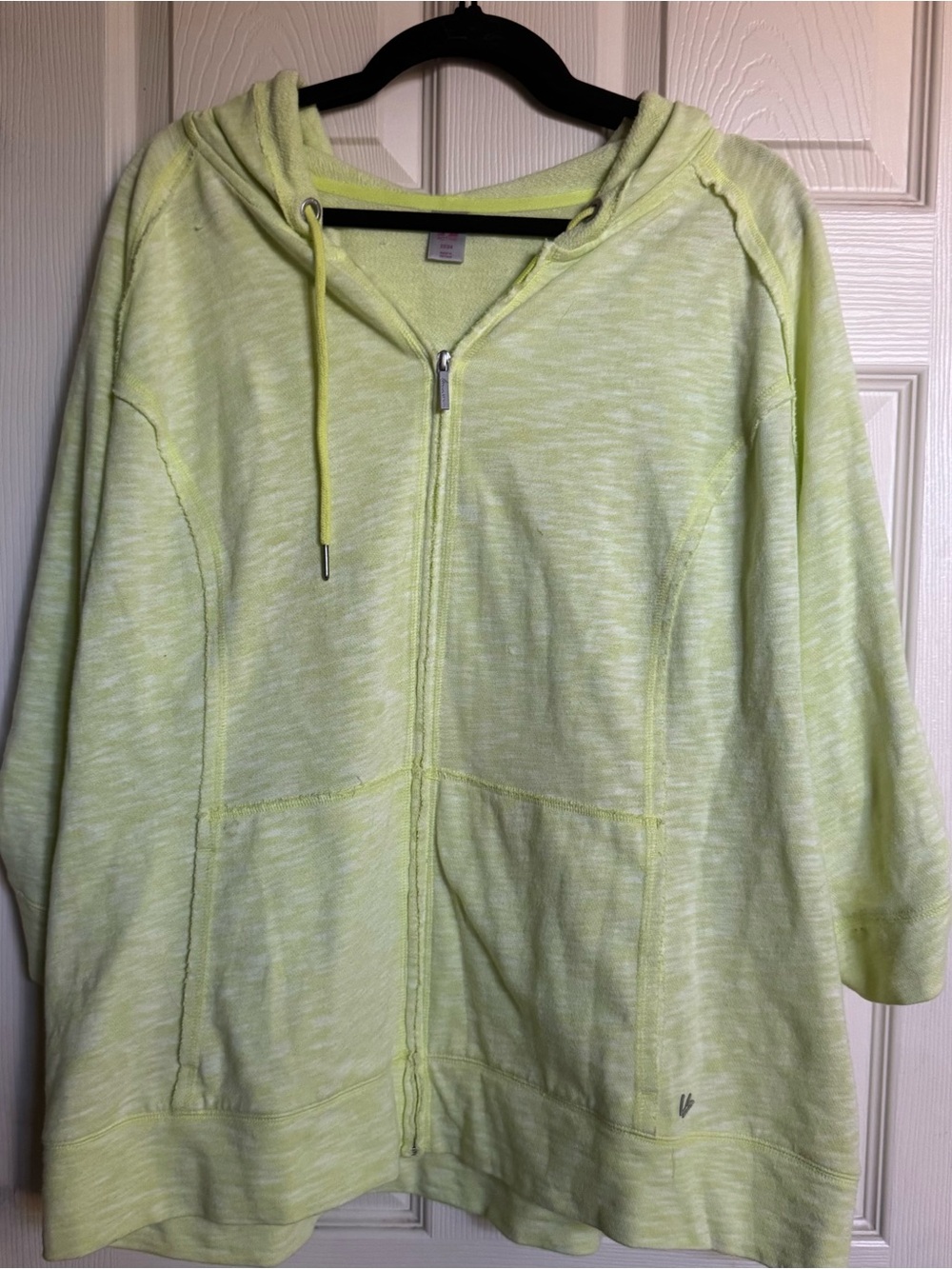 Livi Active Neon Lime Zip-Up Lightweight Hoodie, Size 22/24